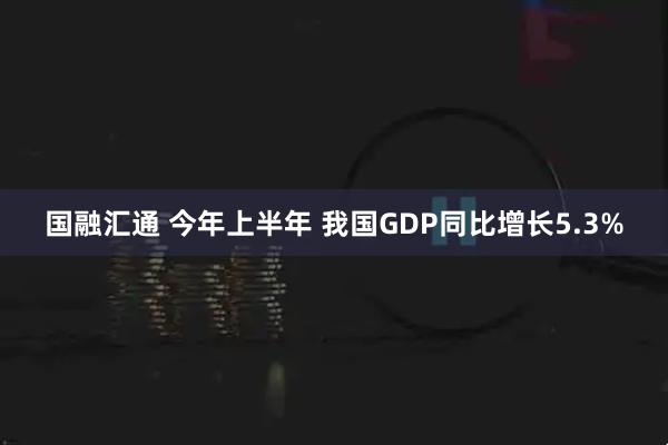 国融汇通 今年上半年 我国GDP同比增长5.3%